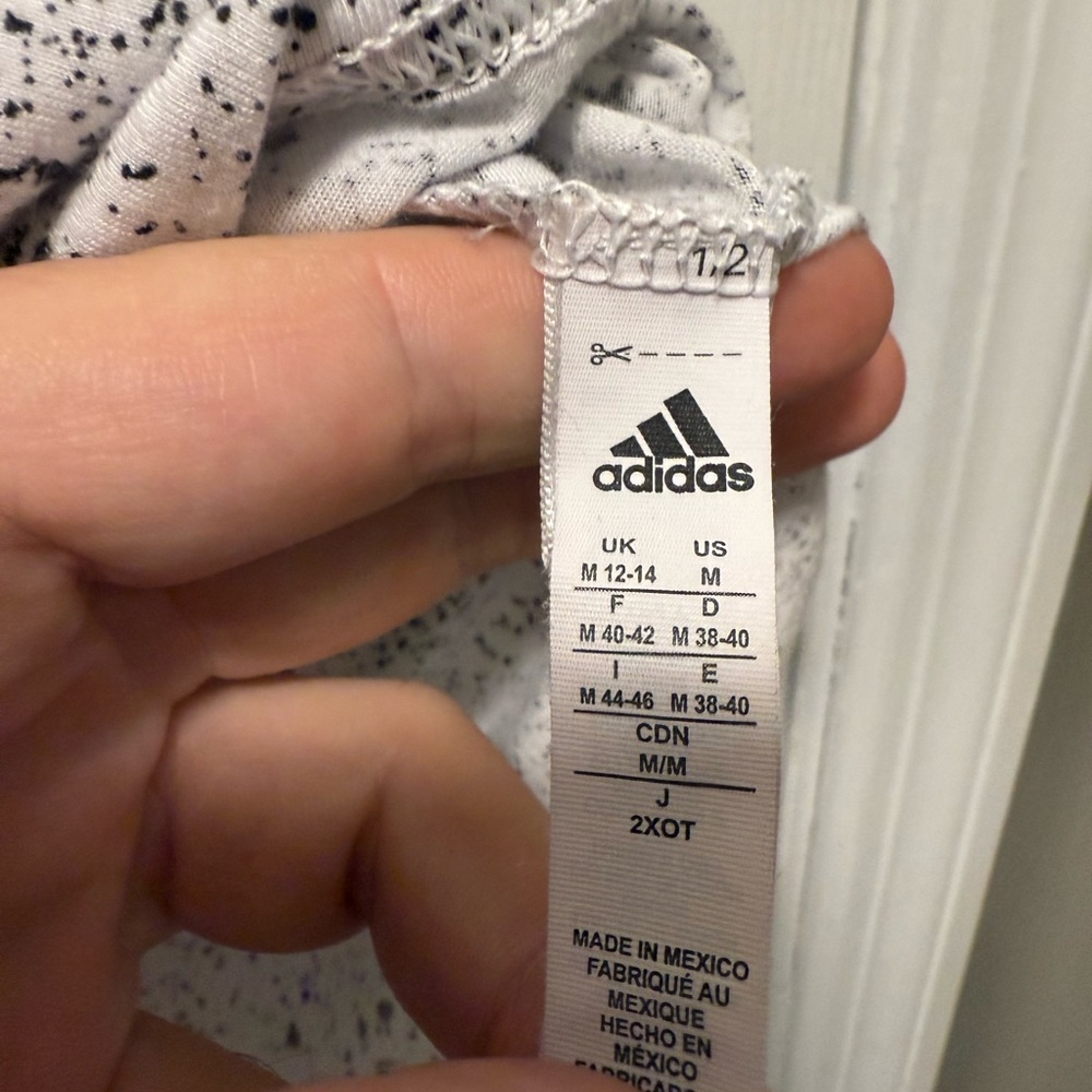 Adidas Women's Black and White Speckled V-Neck Tee - Picture 3 of 3